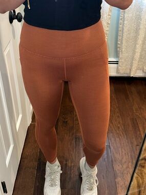 Prana Ribbed Leggings Brown High Waist Yoga Pants Size M